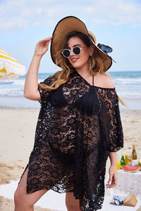 Black Lace Plus Size Swimwear Coverup