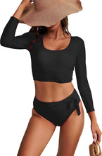 Load image into Gallery viewer, Turks &amp; Caicos Black Long Sleeve 2pc Swimsuit Set