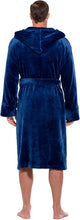 Load image into Gallery viewer, Men&#39;s Navy Blue Long Fuzzy Long Sleeve Hooded Robe