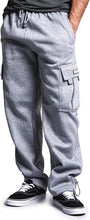 Load image into Gallery viewer, Men&#39;s Baggy Grey Fleece Cargo Sweatpants