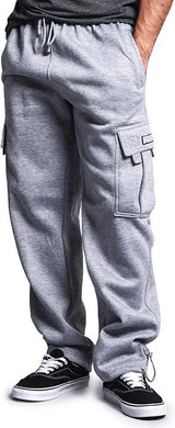 Men's Baggy Grey Fleece Cargo Sweatpants