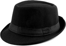 Load image into Gallery viewer, Men&#39;s Black Fedora Panama Jazz Hat
