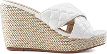 Load image into Gallery viewer, Quilted Beige Open Toe Wedge Sandals
