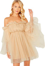 Load image into Gallery viewer, Romantic Chiffon Black Off Shoulder Tulle Dress