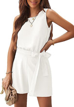 Load image into Gallery viewer, Soft White Sleeveless Belted Shorts Romper