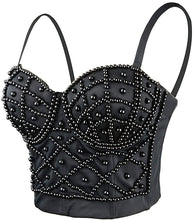 Load image into Gallery viewer, Pink &amp; White Multi-Color Sweetheart Rhinestone Studded Bustier Corset Crop Top