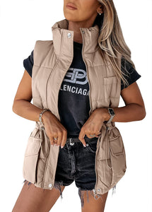 Lightweight Sleeveless Padded Outwear Jacket Vest With Pockets