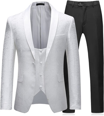 Vintage 3 Piece White One Button Men's Tuxedo Suit