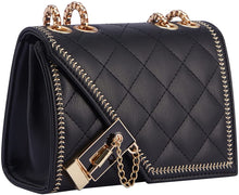 Load image into Gallery viewer, Small Square Black PU Leather Quilted Clutch Handbag