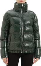 Load image into Gallery viewer, Quilted Green Shiny Padded Women&#39;s Puffer Jacket