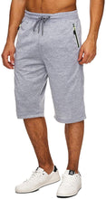 Load image into Gallery viewer, Drawstring Light Grey 3/4 Workout Joggers with Zipper Pockets