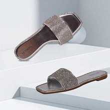 Load image into Gallery viewer, Encrusted Silver Sparkle Fashion Sandals