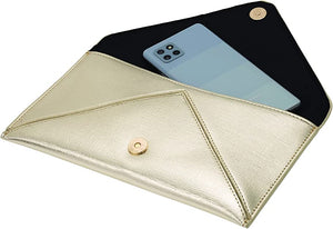 Glam Metallic Embossed Dark Gold Envelope Style Clutch Purse