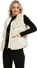 Load image into Gallery viewer, Shaggy White Faux Fur Sherpa Fleece Outwear Vest