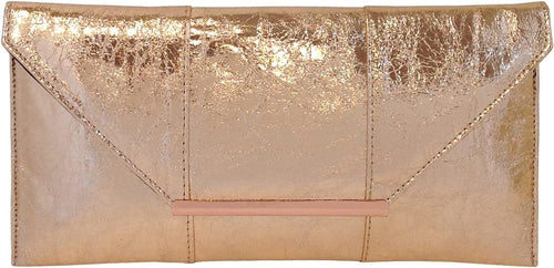 Glam Metallic Embossed Peach Envelope Style Clutch Purse