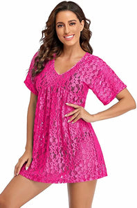 Malaya Rose Red Swimwear Lace Beach Cover Ups