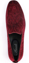 Load image into Gallery viewer, Men&#39;s Red Wine Paisley High Quality Velvet Loafer Dress Shoes
