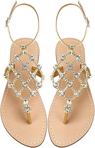 Gold Diamond Sequin Rhinestone Sparkle Fashion Sandals