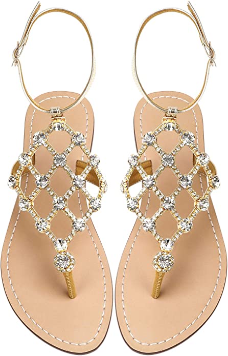 Gold Diamond Sequin Rhinestone Sparkle Fashion Sandals