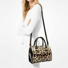Load image into Gallery viewer, Shiny Leopard Patent Barrel Top Shoulder Bag