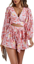 Load image into Gallery viewer, Destination Blue Printed Long Sleeve Shorts Romper