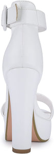 White Elegant Ankle Strap Open Toe Platform Heels Sandals