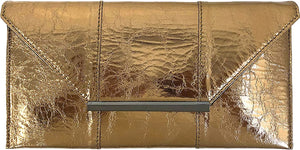 Glam Metallic Gold Envelope Style Clutch Purse