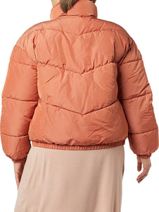 Mock Neck Terracotta Short Women's Puffer Jacket