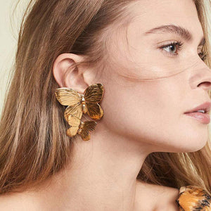 Bohemian Big Butterfly Dainty Gold Drop Earrings