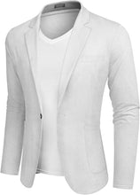 Load image into Gallery viewer, Men&#39;s White Lightweight Long Sleeve Lapel Blazer