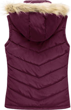 Load image into Gallery viewer, Wine Red Quilted Hooded Thicken Warm Puffer Winter Vest