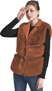 Shaggy Brown Faux Fur Sherpa Fleece Outwear Vest