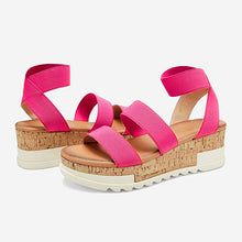 Load image into Gallery viewer, Summer Pink Flat Platform Ankle Strap Sandals