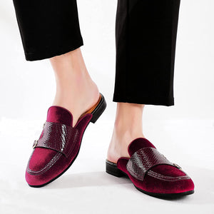 Men's Leather Velvet Buckle Style Slip On Dress Shoes