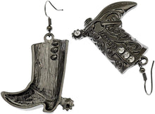 Load image into Gallery viewer, Western Black Dangle Drop Texas Boots Earrings