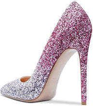 Load image into Gallery viewer, Crushed Purple Silver Fading Sequin High Heel Pumps