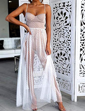 Load image into Gallery viewer, Sweetheart Sleeveless White Dotted Mesh Maxi Dress
