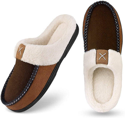 Oliver Coffee Fuzzy Fleece Lined House Slippers