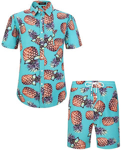 Men's Navy Strawberry Printed Shirt & Shorts Set
