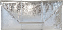 Load image into Gallery viewer, Glam Metallic Silver Envelope Style Clutch Purse