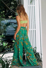 Load image into Gallery viewer, Bohemian Floral Green High Waist Women&#39;s Pants