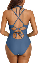 Load image into Gallery viewer, Dramatic Adjustable Halter Straps One Piece Bathing Suits