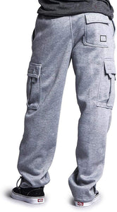 Men's Baggy Grey Fleece Cargo Sweatpants