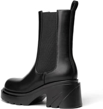 Load image into Gallery viewer, Platform Black Mid Calf Chunky Block Chelsea Boots