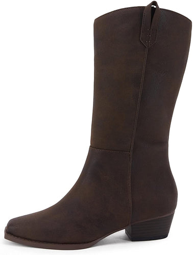 Royal Blaze Coffee Cowboy Mid Calf Western Boots