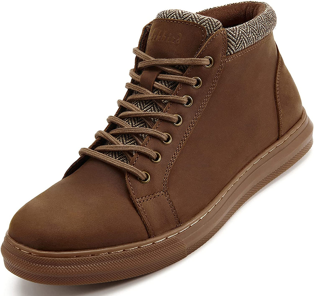 Brown Genuine Leather Men's Casual Oxford Sneaker
