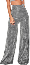 Load image into Gallery viewer, Glitter Metallic Black Sparkly Wide Leg Pants
