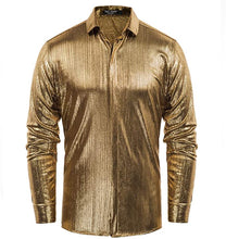 Load image into Gallery viewer, Men&#39;s Metallic Black Long Sleeve Button Up Dress Shirt