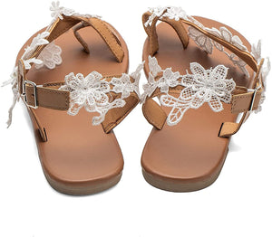 White Floral Lace Elegant Sandals