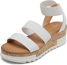 Load image into Gallery viewer, Summer White Flat Platform Ankle Strap Sandals